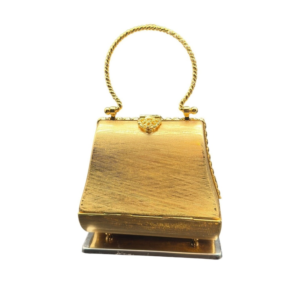 Vintage Rodo Firenze Italy Gold Metal Hard Shell Minaudiere Evening Bag 1960s